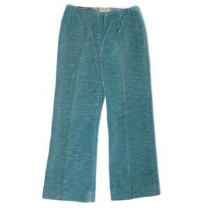 VTG 70s Hermes Sport Turquoise Velour Fabric Wide Leg Flare Pants 46 France